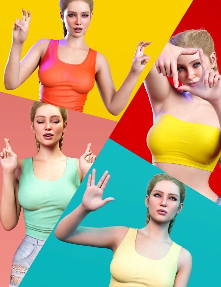 Z Signs and Gestures Utility Set For Genesis 9 and 8 Female_DAZ3D下载站