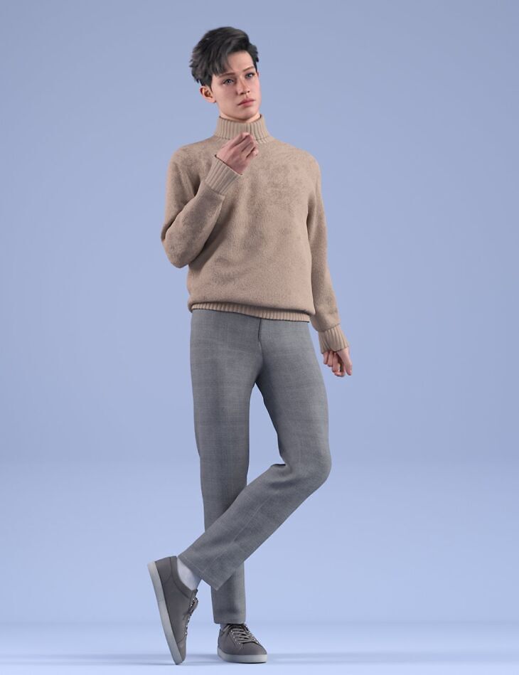 dForce HnC24 Turtleneck Sweater outfits for Genesis 9_DAZ3D下载站