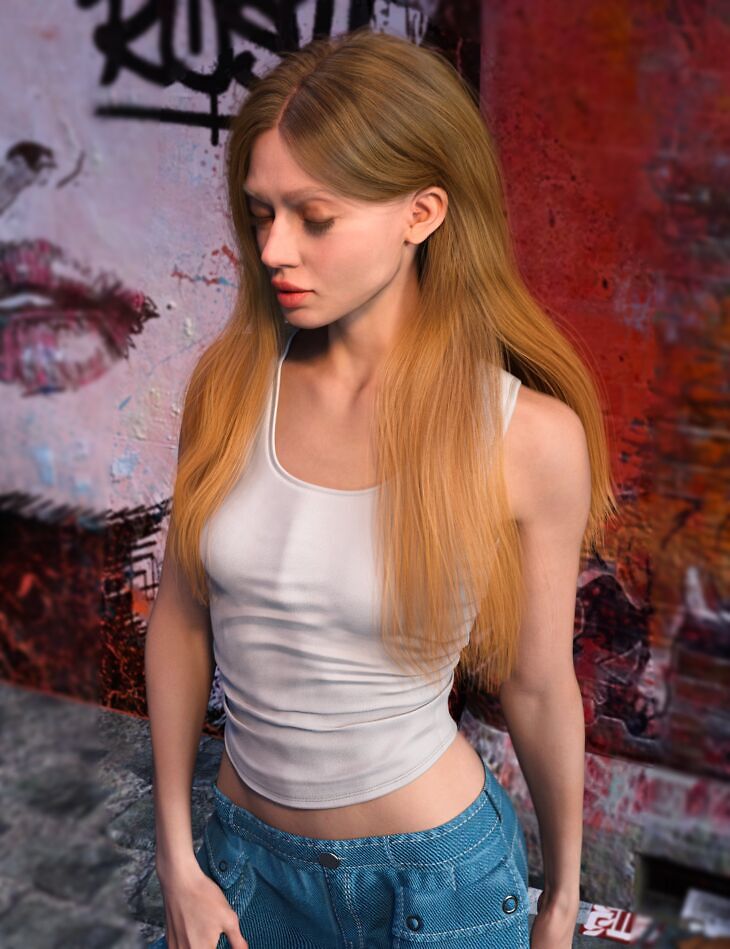 dForce Strand-Based FE Shawl Long Hair for Genesis 9_DAZ3D下载站