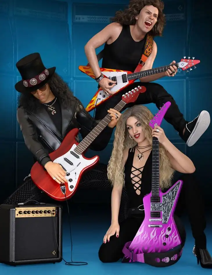 Electric Guitar Collection Bundle for Genesis 8 and Genesis 3_DAZ3DDL