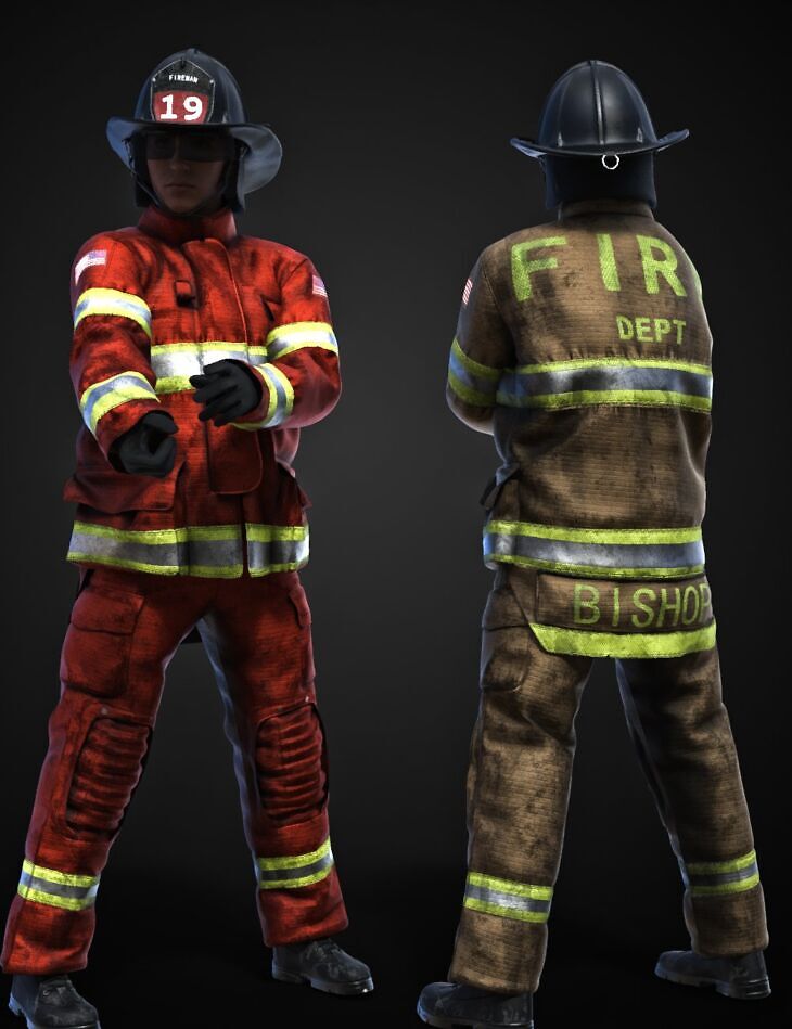 KuJ Firefighter Suit For Genesis 9_DAZ3D下载站