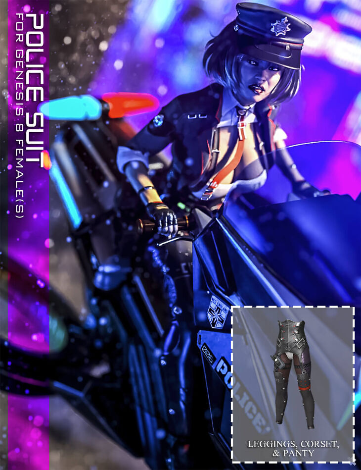 Police Suit (Legging, Corset, & Panty) for G8F_DAZ3DDL