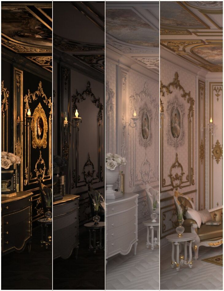 Rococo Room Texture Set Black and White_DAZ3DDL