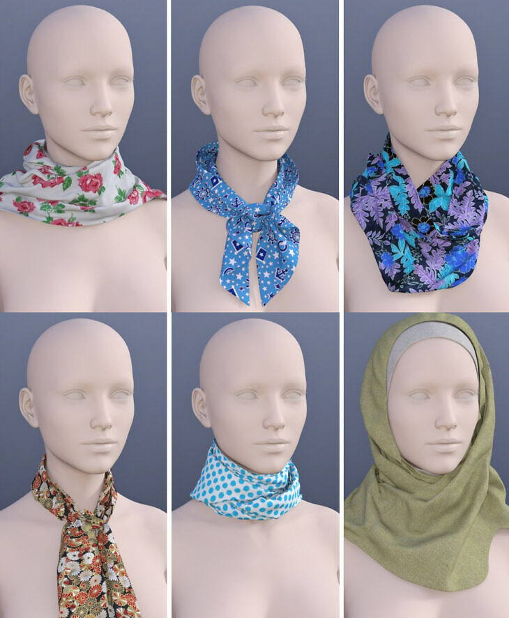 Scarves for Genesis 8 Female(s)_DAZ3D下载站