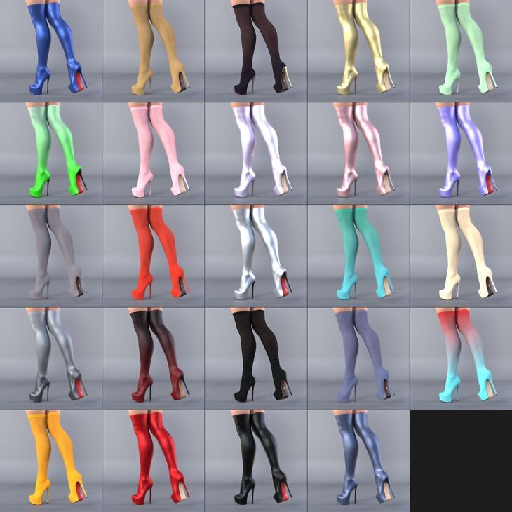 DTT Stiletto Heeled Sock Boots for G9 and G8F_DAZ3D下载站