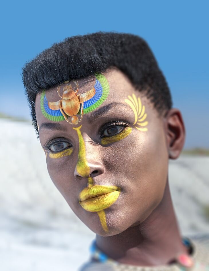GNBD Pharaohs Beauty Face Paintings Mats and Tif Overlay for Genesis 9_DAZ3D下载站
