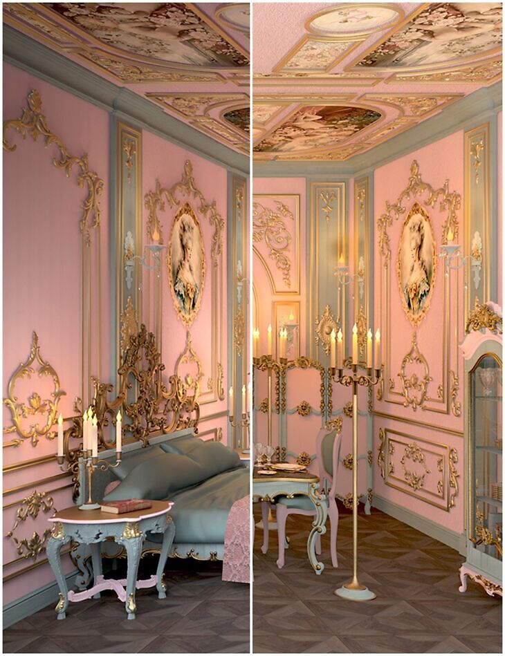 Rococo Room Add-Ons: Shaders and Additional Furniture_DAZ3D下载站
