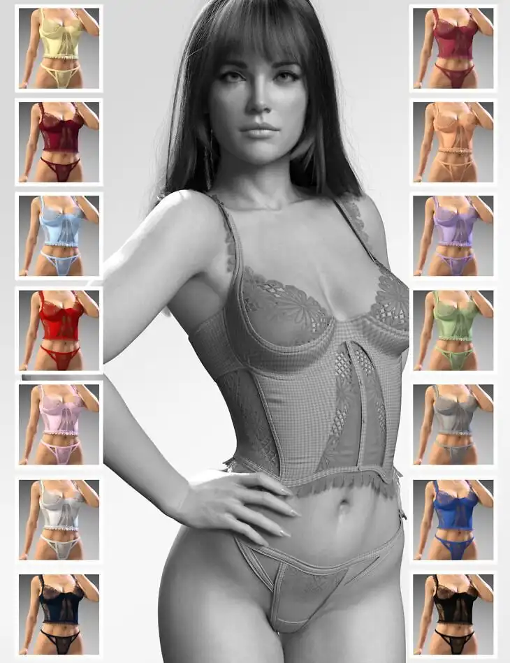 X-Fashion Bonnie Lingerie Set for Genesis 9 and 8, 8.1 Female_DAZ3D下载站