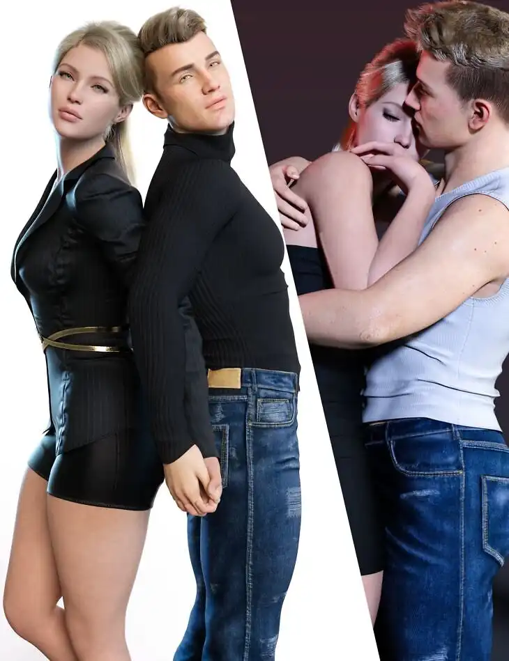 Z Inseparable Couple Poses for Genesis 9 and 8_DAZ3DDL