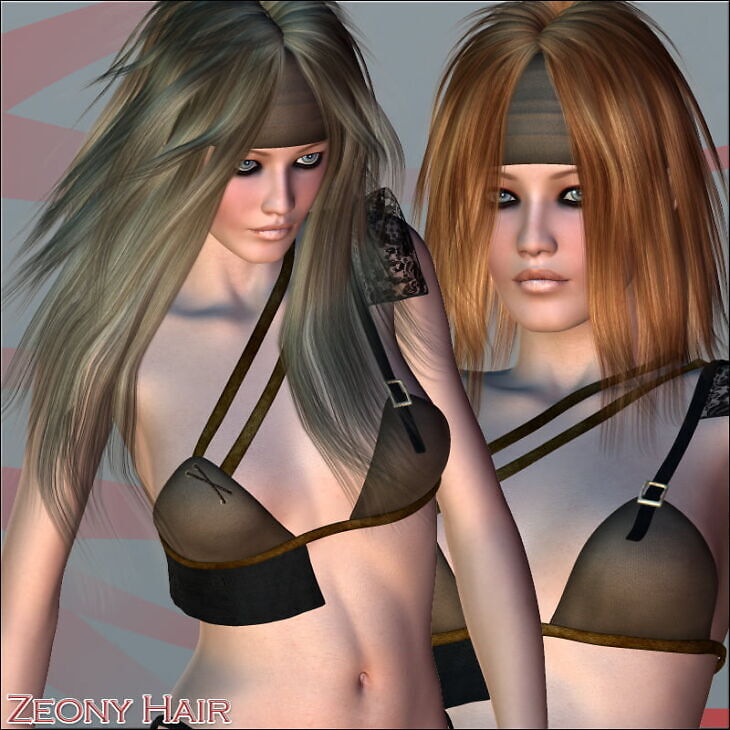 Zeony Hair for V4, V3 & A3_DAZ3D下载站
