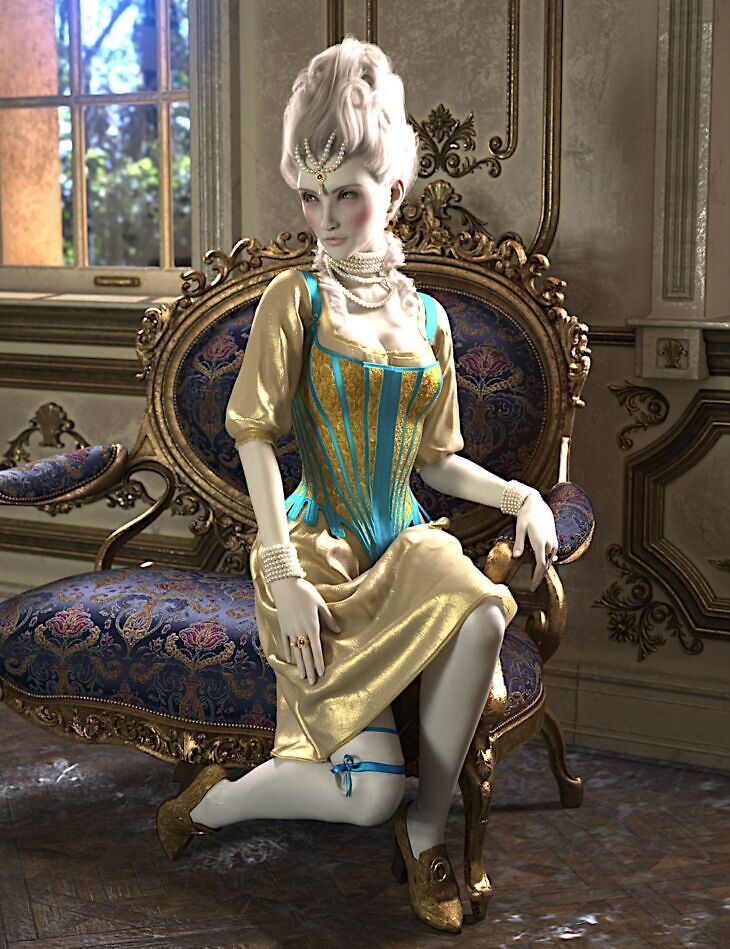 dForce 18th Century Corset Colors Texture Add-on_DAZ3D下载站