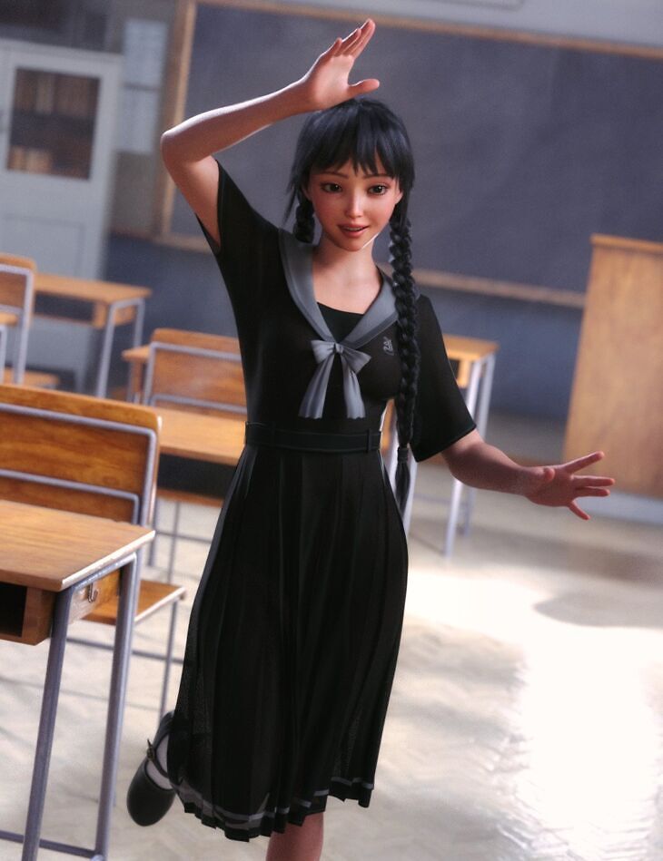 dForce Elegant Sailor One-piece for Genesis 9_DAZ3D下载站