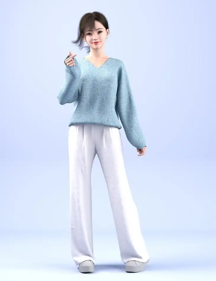 dForce HnC24 Loose Knit Sweater Outfit for Genesis 9_DAZ3DDL