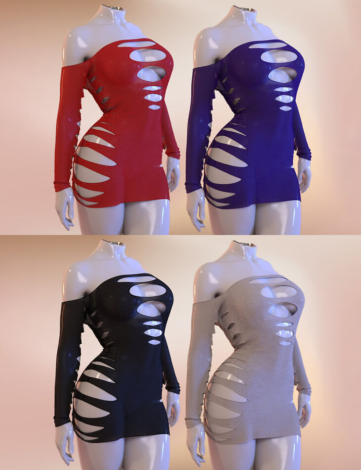 dForce M8 Sensual Cutout Evening Dress for Genesis 9_DAZ3D下载站