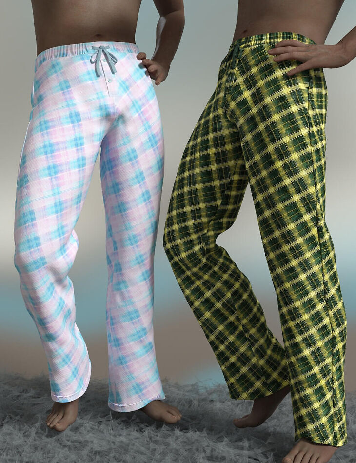 dForce Pajama with Open Fly Tartan Adult Version G8 Male_DAZ3D下载站