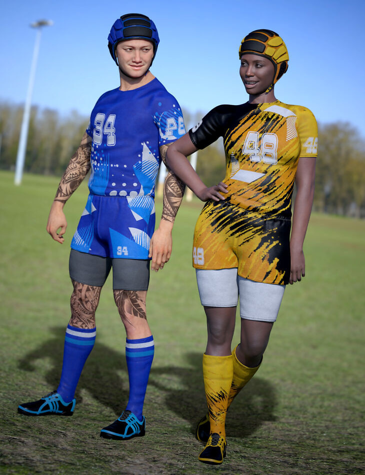 dForce Rugby Gear Outfit Texture Add-On_DAZ3D下载站