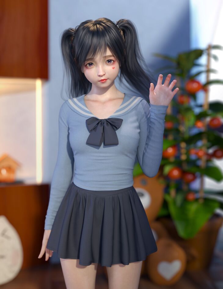 dForce SU School Style Set for Genesis 9, 8.1, and 8 Female_DAZ3D下载站