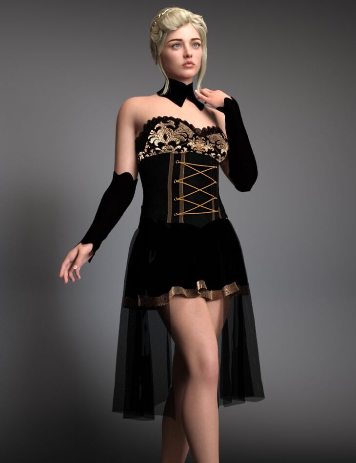 EG Dress, Hair and Action Costume Genesis 9 Bundle_DAZ3DDL