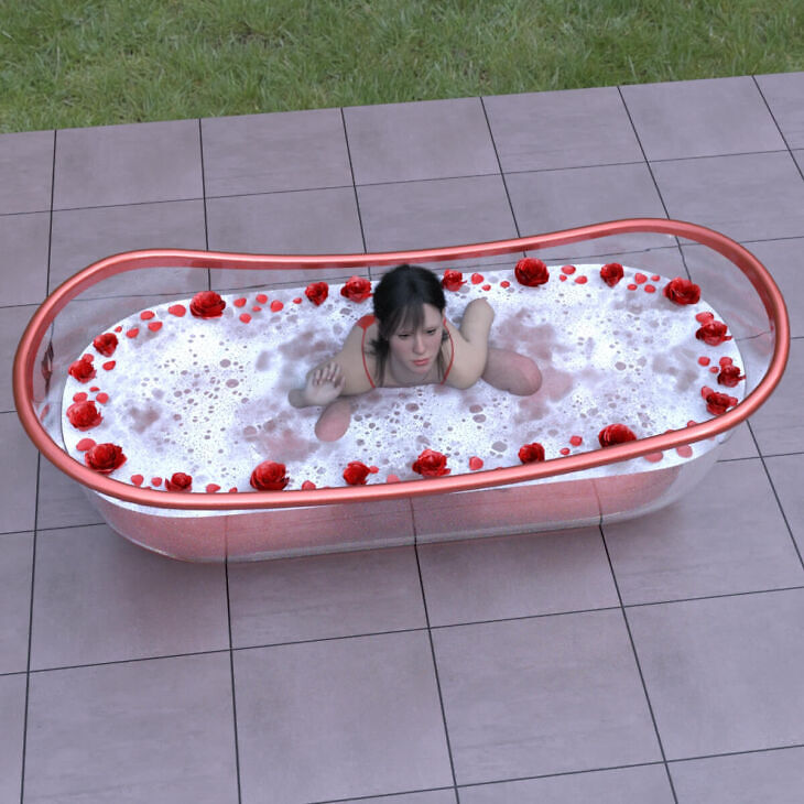 HX Bathub Poses for Genesis 9 Fm + Free Gift Bathub_DAZ3D下载站
