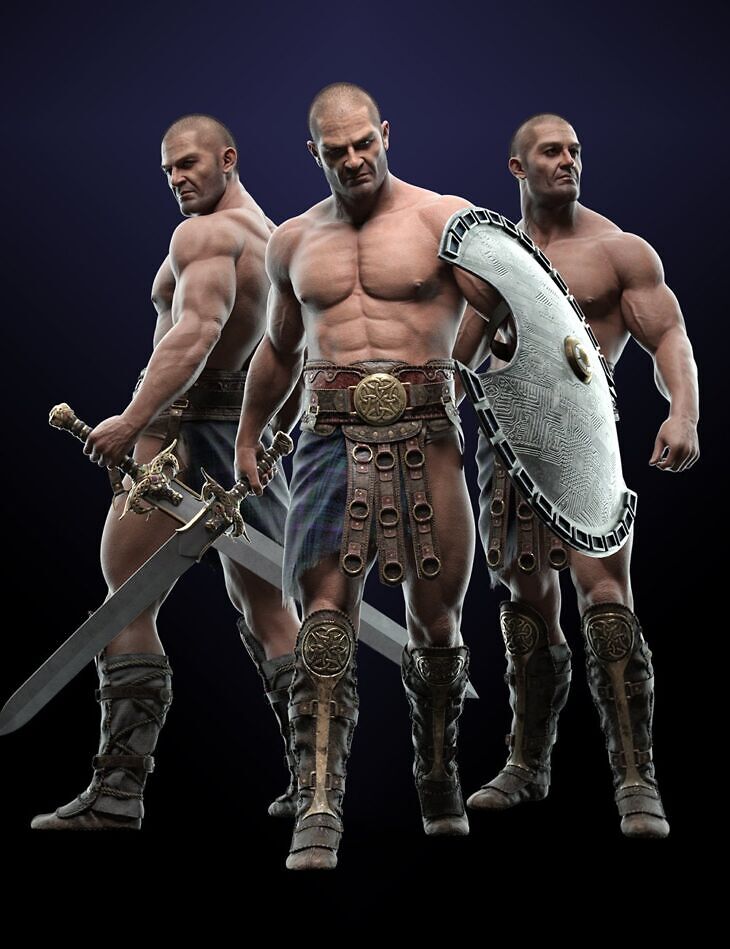 Heroic Poses for Classic Barbarian HD Character for Genesis 9_DAZ3D下载站