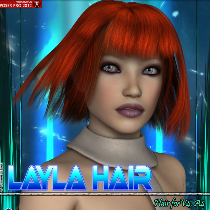 Layla Hair For V4 And A4_DAZ3D下载站