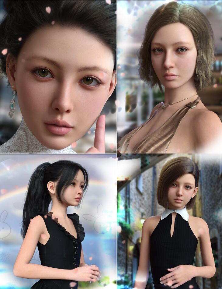 Vo Afra, And Young, and Vo Dido,and Young HD for Genesis 9 Character Bundle_DAZ3D下载站