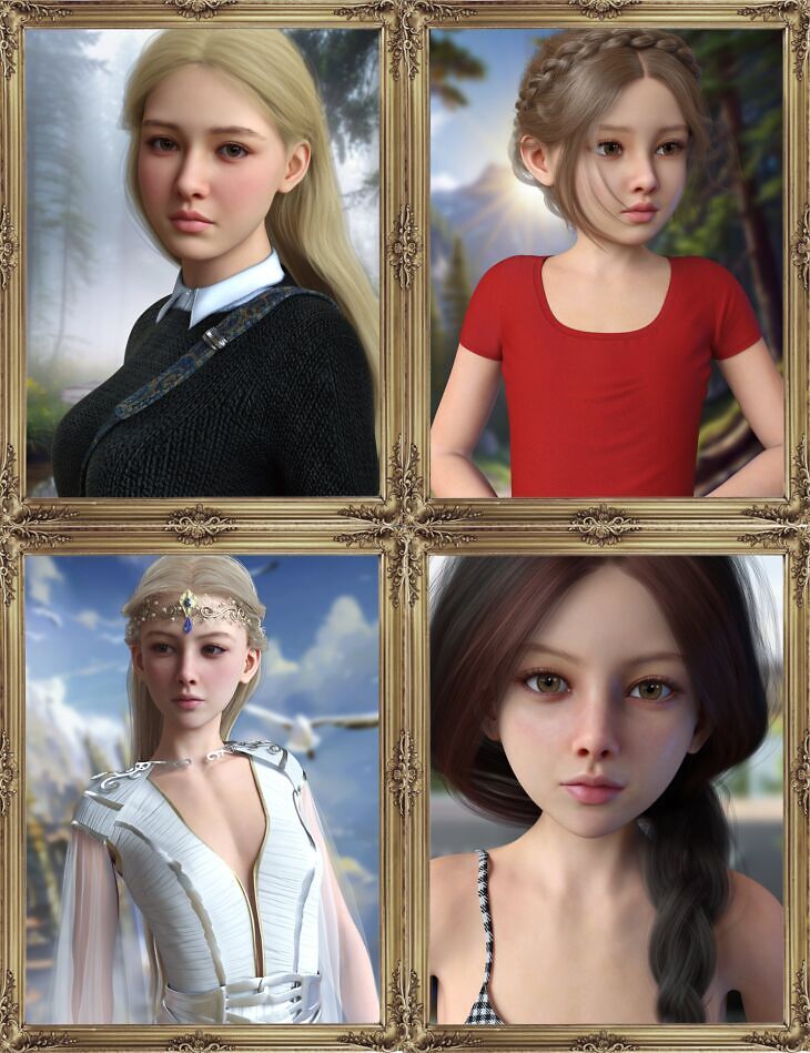 Vo Ava, And Young, and Vo Air,and Young HD for Genesis 9 Character Bundle_DAZ3D下载站