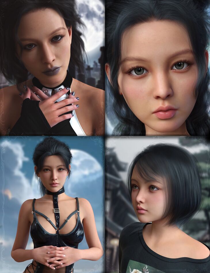 Vo Eimi, and Young, and Vo Jun, and Young HD for Genesis 9 Character Bundle_DAZ3D下载站
