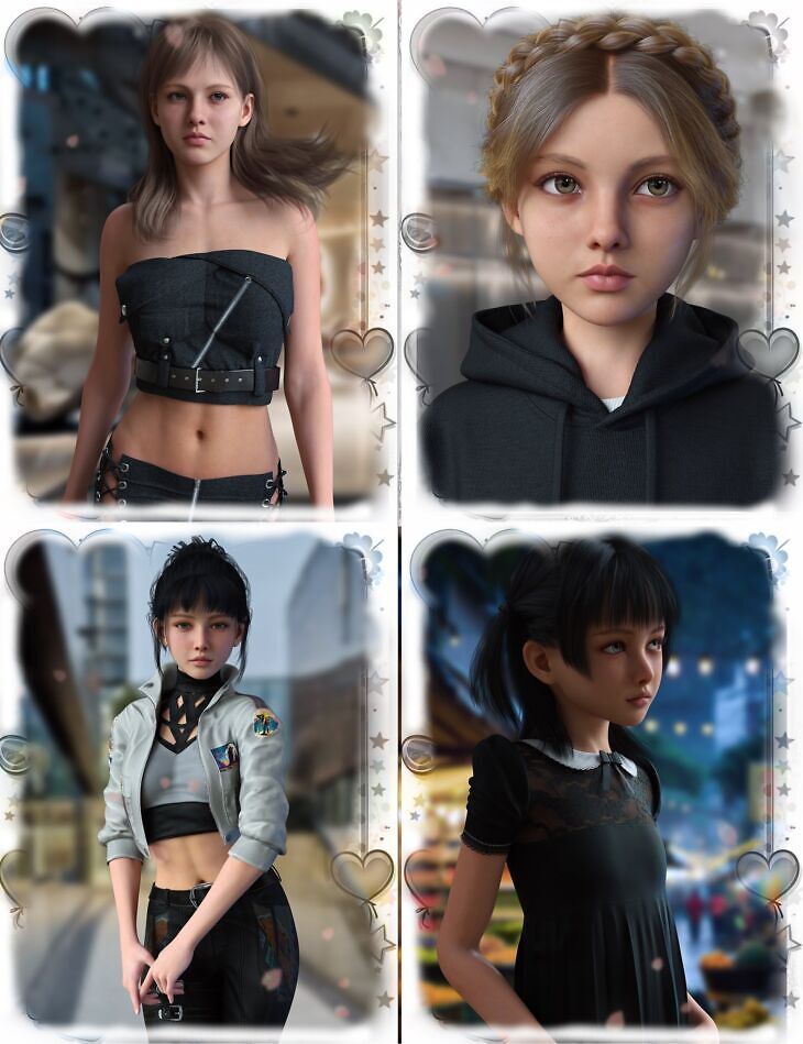 Vo Leda, and Young, and Vo Maud, and Young HD for Genesis 9 Character Bundle_DAZ3D下载站