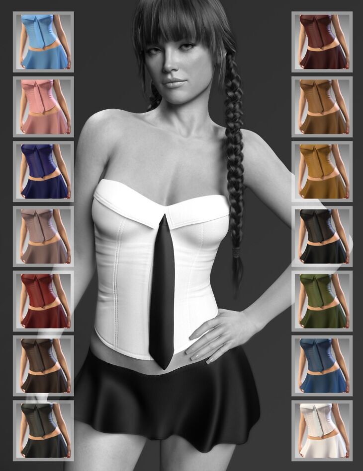 X-Fashion Kelsie Outfit for Genesis 9 and 8,8.1 Female_DAZ3D下载站