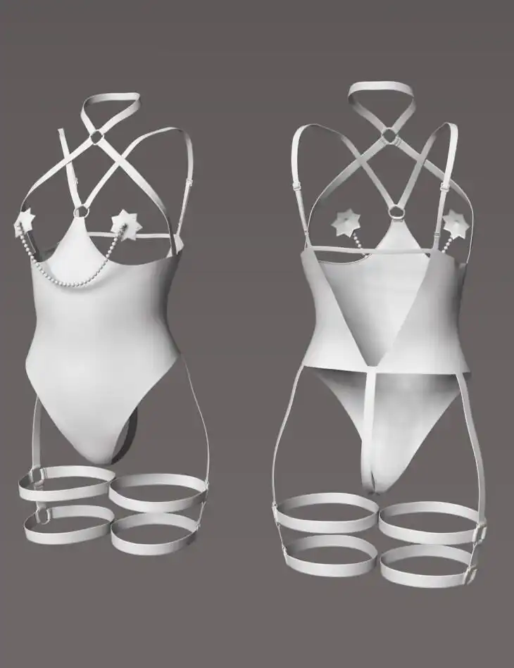 dForce GN Sexy Leather Bodysuit for Genesis 9, 8.1, and 8 Female_DAZ3D下载站
