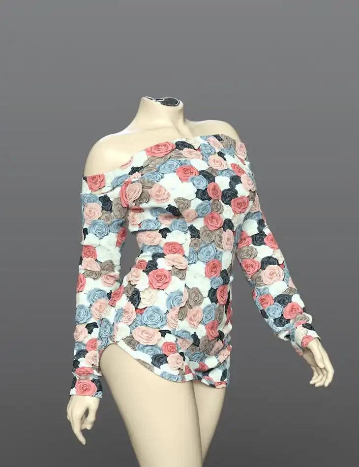 dForce SPR Off The Shoulder Dress for Genesis 9_DAZ3D下载站