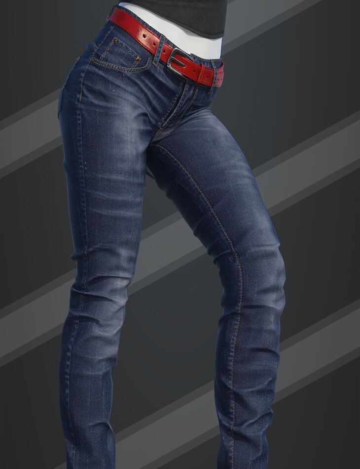 dForce SU Long Jeans for Genesis 9, 8.1, and 8 Female_DAZ3D下载站