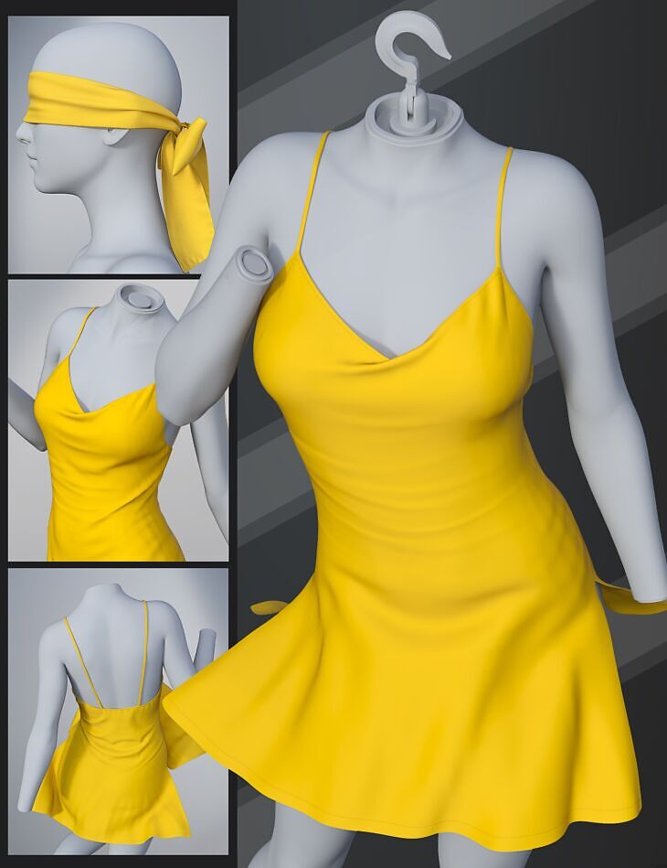 dForce SU Nightdress And Blindfold for Genesis 9, 8.1, and 8 Female_DAZ3D下载站