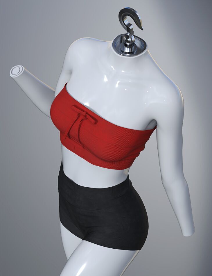 dForce SU Stylish Strapless Shorts Outfit for Genesis 9, 8.1, and 8 Female_DAZ3D下载站