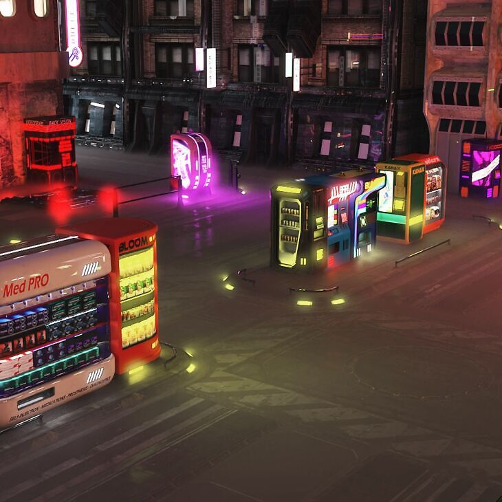 Animated Cyberpunk Vending Machines for Daz Studio_DAZ3D下载站