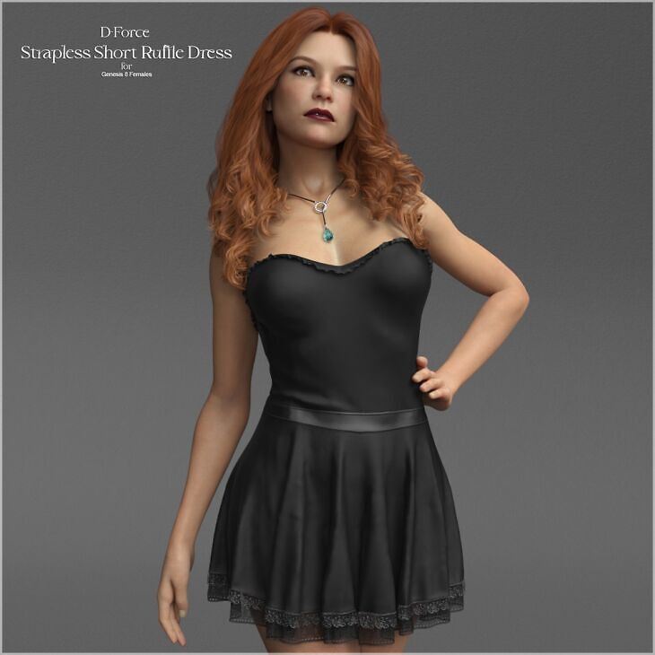 D-Force Strapless Short RuffleDress for G8F and G8.1F_DAZ3DDL