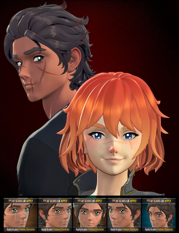 FPE Anime LIE Face Scars for Genesis 9_DAZ3DDL