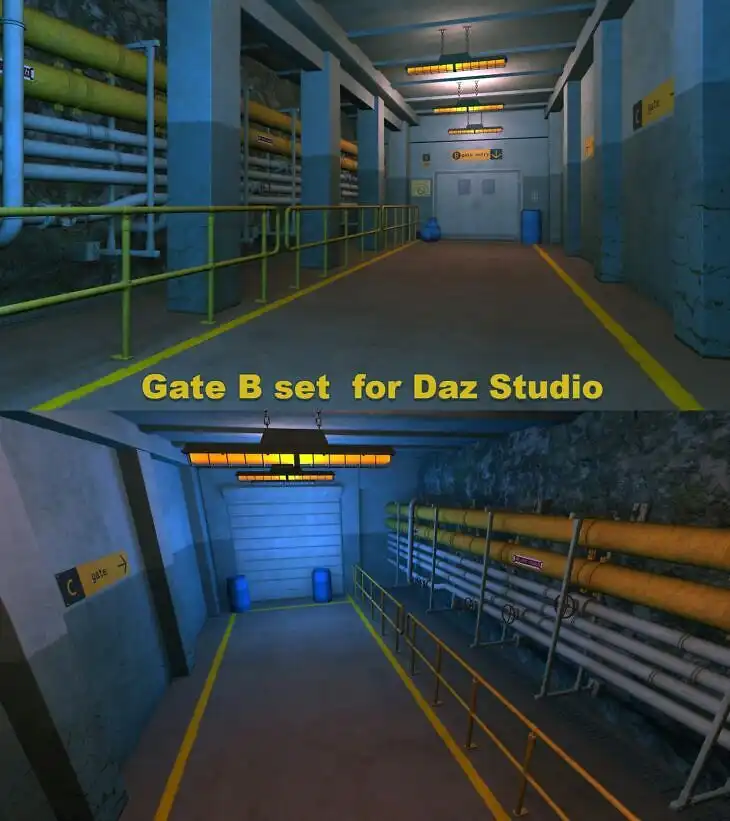 Gate B set for Daz Studio_DAZ3DDL