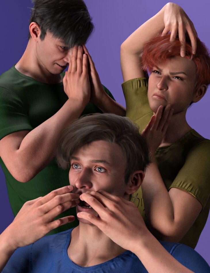Hands Touch Head Poses for Genesis 9_DAZ3D下载站