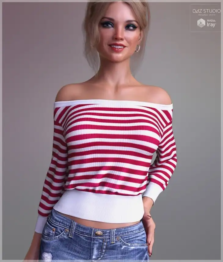 Knitted for dForce Off Shoulder Mini Sweater_DAZ3D下载站