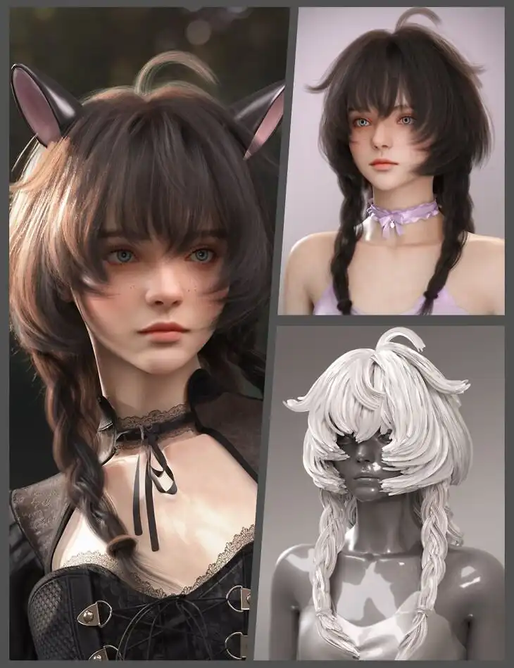 MB Fancie Hair and MB Fancie for Genesis 9 Feminine_DAZ3D下载站