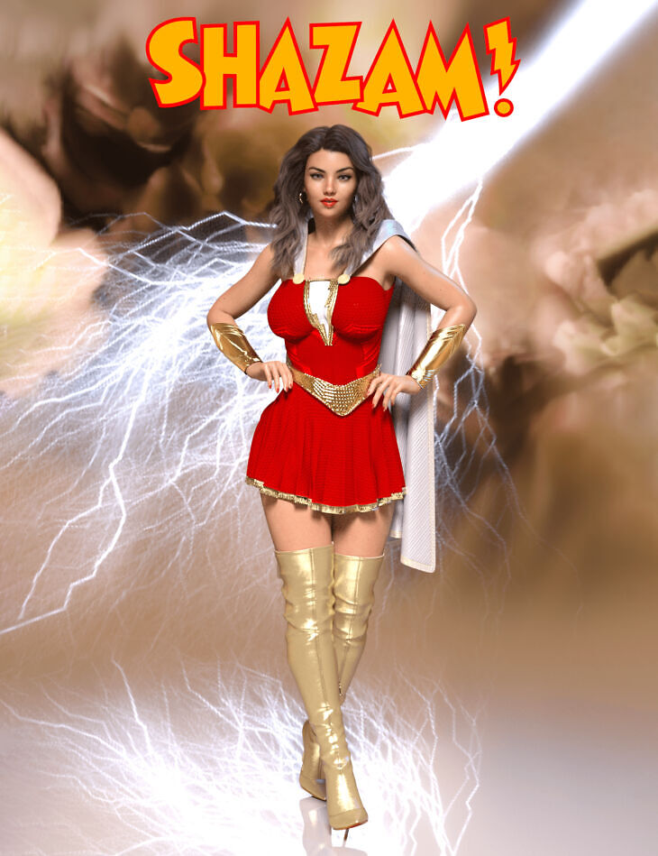 Mary Marvel Costume G8F_DAZ3D下载站