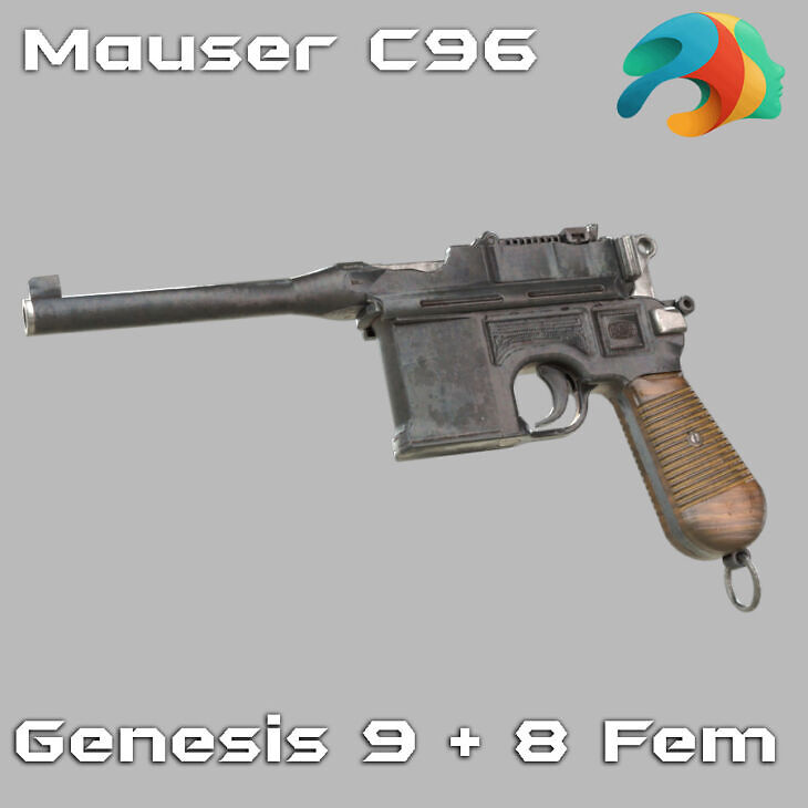 Mauser C96 for Genesis 8 and 9_DAZ3D下载站
