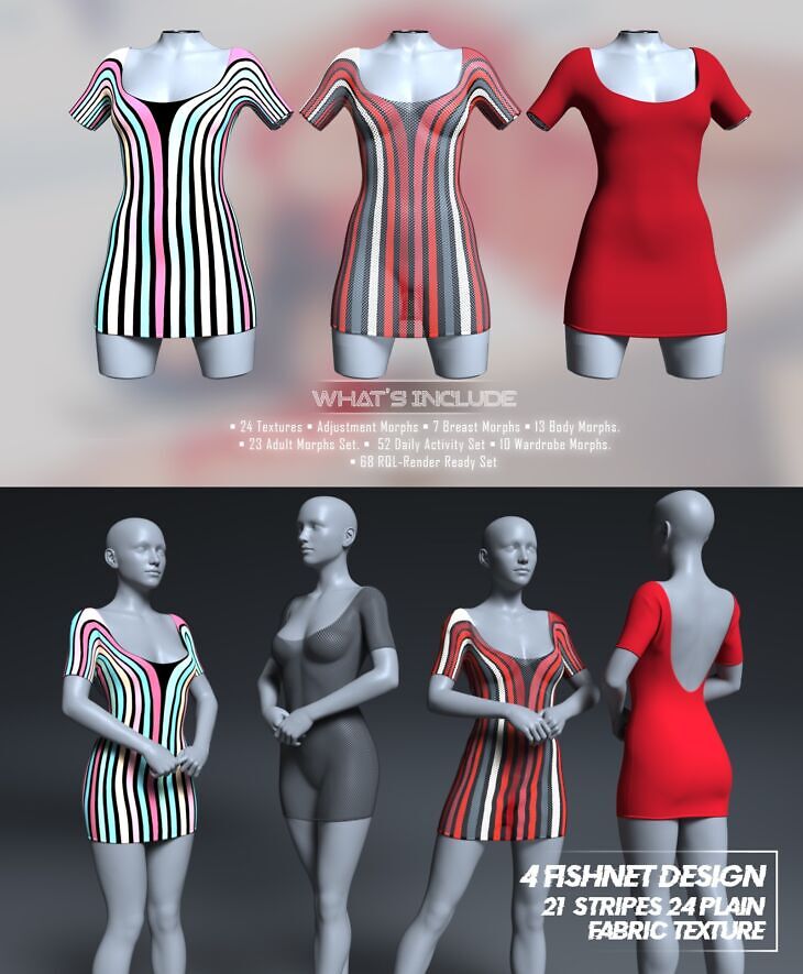 RQL-dForce Fun & Flirty Fishnet Mini Dress G8F & G8.1F_DAZ3DDL