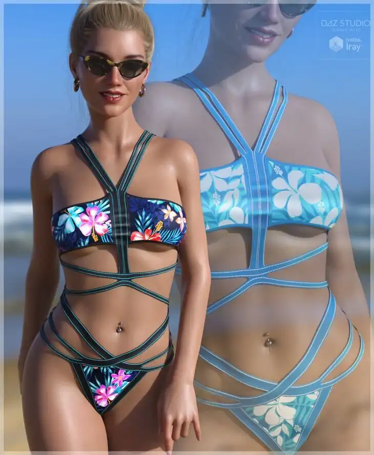 SWIM Couture Textures for dForce Little Strappy Suit_DAZ3D下载站