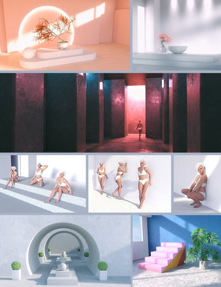 Simple Photoshoot Backdrop Bundle 01_DAZ3D下载站