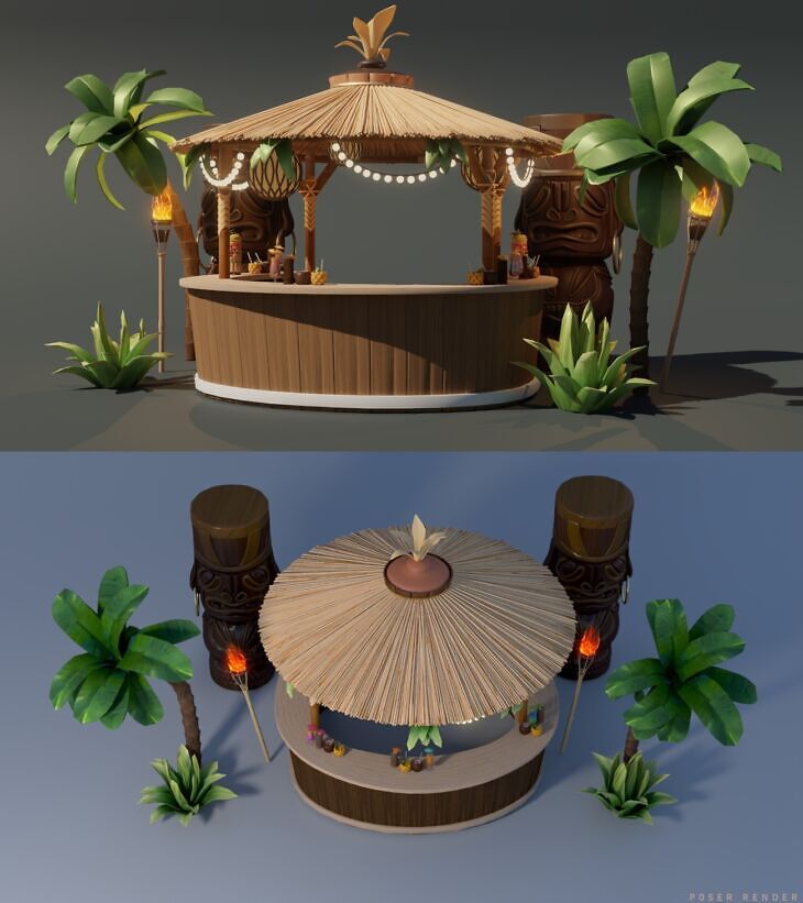 Tiki Bar Set_DAZ3D下载站