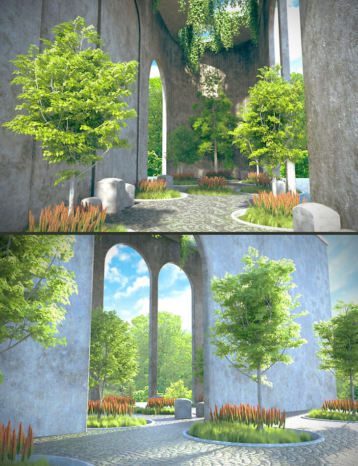 Vegetation Arch Hall_DAZ3D下载站