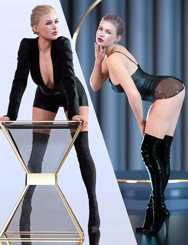 Z Feminine Bending Pose Mega Set for Genesis 9 and 8 Female_DAZ3DDL